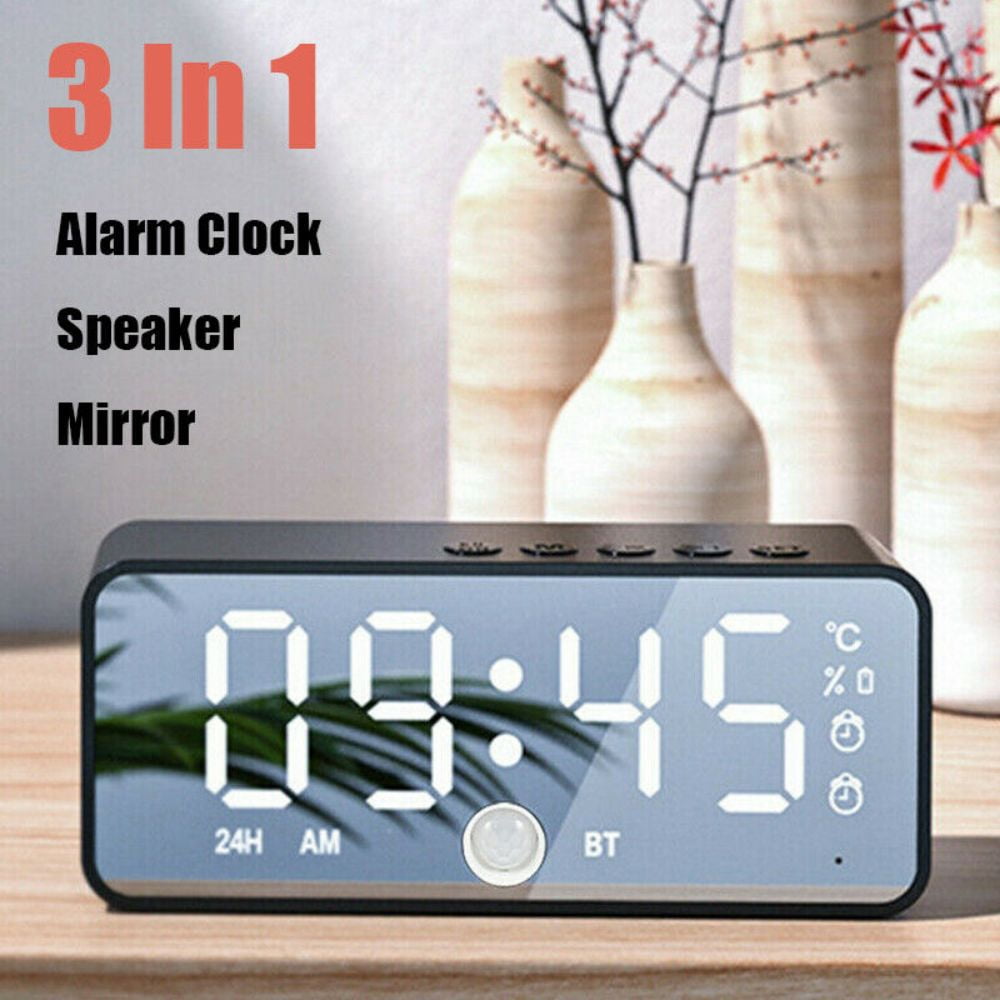 Digital Alarm Clock with USB Charger Ports, Large Display Mirror