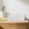 thumbnail image 1 of Digital Alarm Clock White | LED Display with Date & Temperature | 3 Brightness Levels | Power Saving | Plastic | Portable | 16×6×2.5cm | 1 Piece | Modern Room Clock, 1 of 8
