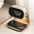 thumbnail image 1 of Digital Alarm Clock with Wireless Fast Charging Station 15W Touch Smart Bedside Lamp, 3-Color Night Light for Living Room, Bedside, Heavy Sleepers (White + No Adapter), Home Holiday Gift, 1 of 5