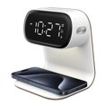 thumbnail image 1 of Digital Alarm Clock with Wireless Fast Charging Station 15W Touch Smart Bedside Lamp, 3-Color Night Light for Living Room, Bedside, Heavy Sleepers (White + No Adapter), Home Holiday Gift, 1 of 5