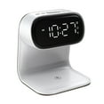 thumbnail image 1 of Digital Alarm Clock with Wireless Fast Charging Station 15W Touch Smart Bedside Lamp, 3-Color Night Light for Living Room, Bedside, Heavy Sleepers (White + No Adapter), Home Holiday Gift, 1 of 5