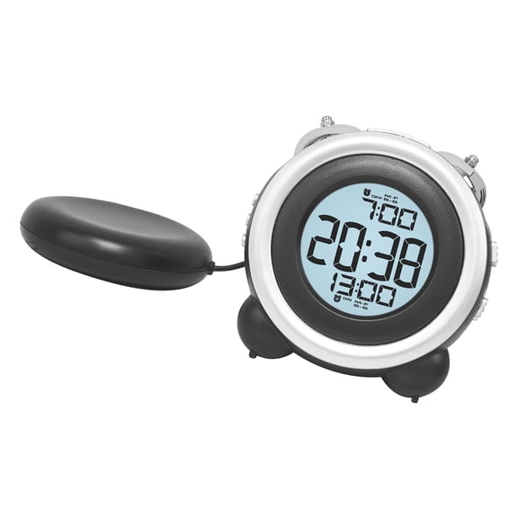 LMOONRL Alarm Clock with Bed Shaker, 4.17 in, Black