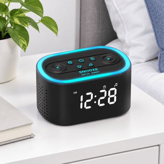 Digital Alarm Clock and White Noise Sound Machine with Night Light for Bedroom