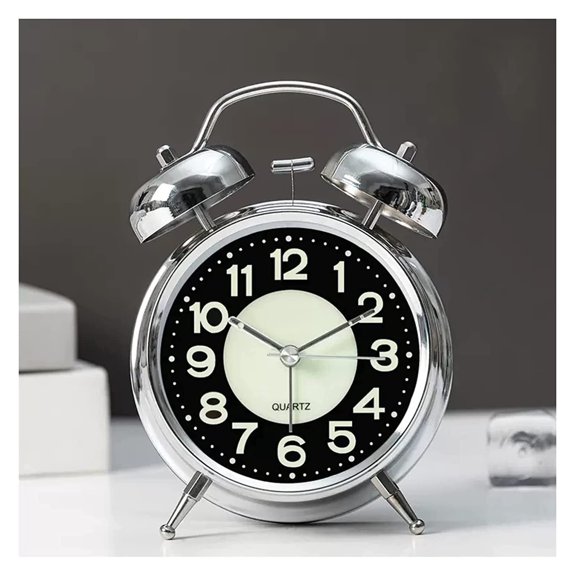 Digital Alarm Clock,bedside clock, Alarm Clock 4 inch Twin Bell Decorative Desk Clocks, Analog Alarm Clock with Backlight, Battery Operated, Silent Non Ticking, for Heavy Sleepers,Be ( Color : F )