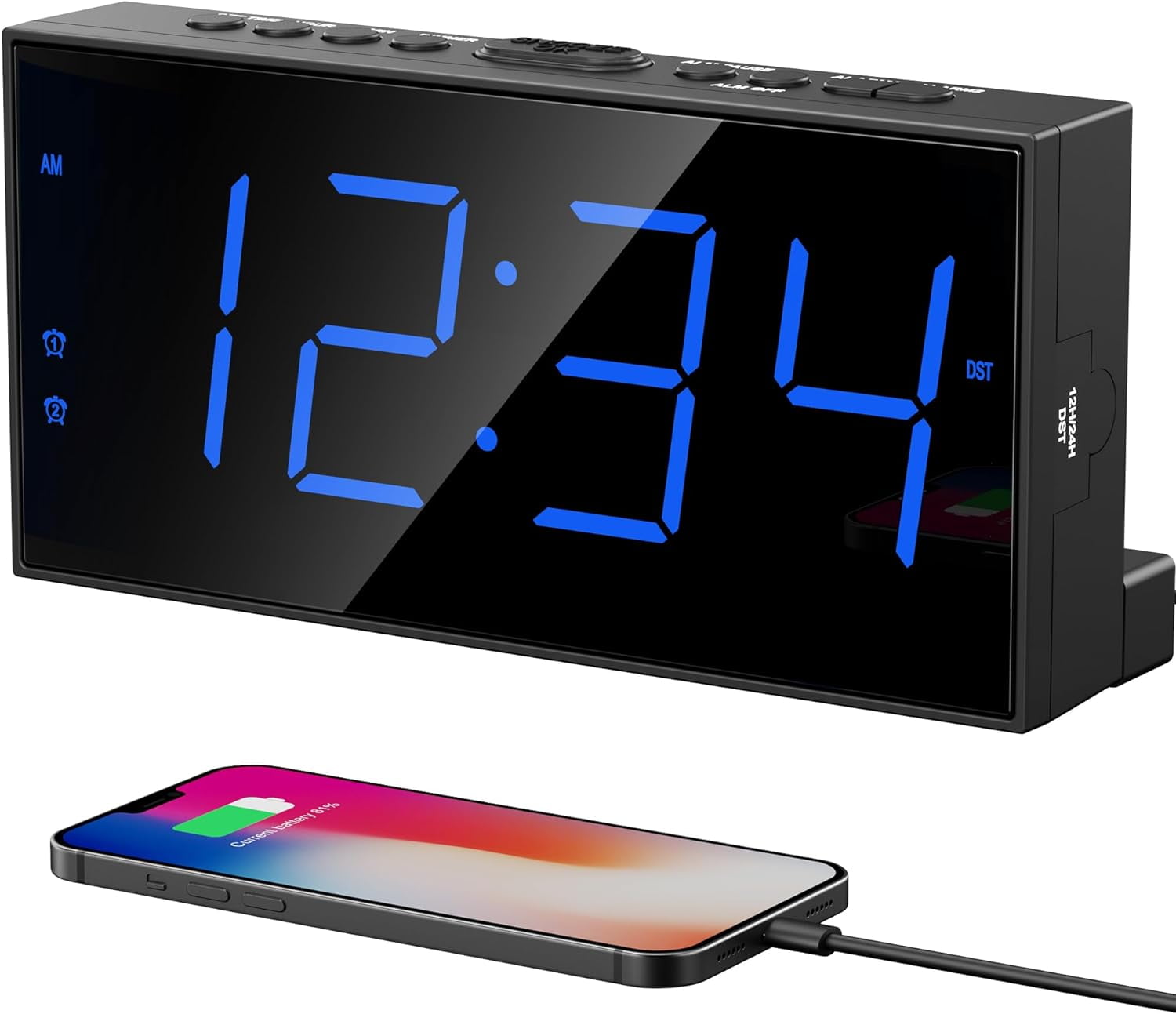 Digital Alarm Clock for Bedroom, 7.5-Inch Large Display, Dual Alarms ...