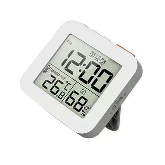 Digital Alarm Clock with 3 Alarms LCD Screen Backlight Snoozes Indoor Temperature Humidity Monitor Operated
