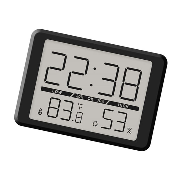 Digital Alarm Clock with Date Time Temperature Humidity LCD Display Battery Operated for Modern Homes Decors