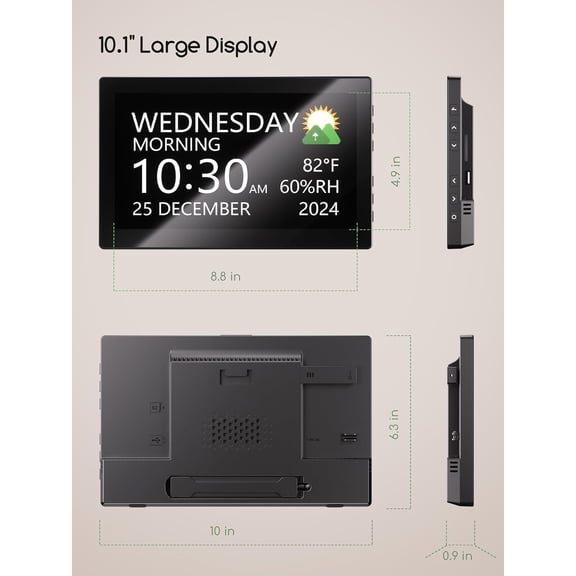 Digital Alarm Clock with Large Display, Calendar, 20 Alarms, Auto Dimming for Bedroom Desk