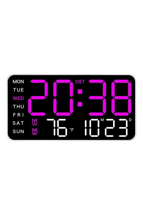 Digital Alarm Clock with Large LED Display Date Temperature DST Weekday Display Modern Desktop Clock for Bedroom Office