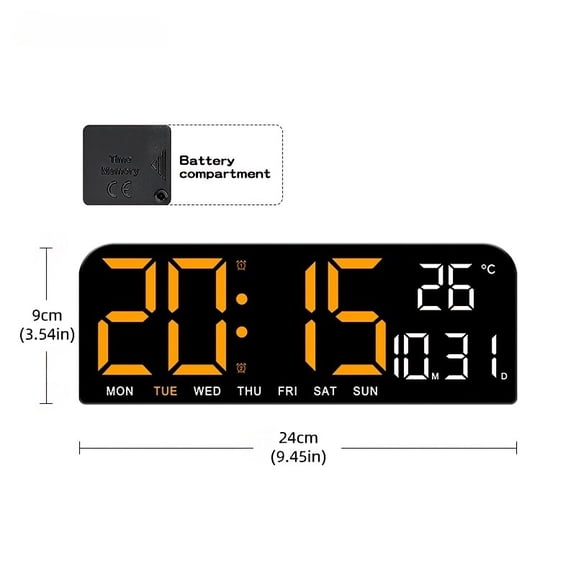 Digital Alarm Clock with Large LED Display, Dual Alarm, Date, Temperature, 12/24 Hour