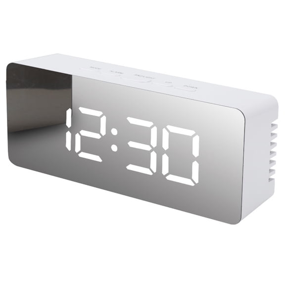 Digital Alarm Clock with Large LED Mirror Display, Nap Temperature Night Light & USB Charging Stylish and Functional Wake-Up Companion