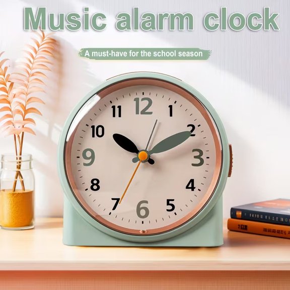 Digital Alarm Clock with Music Ringtones Silent Sweep Adjustable LED for Bedside Office Dorm