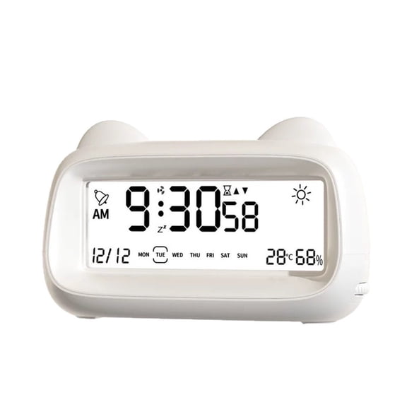 Digital Alarm Clock with Transparent LCD Calendar Timer and Humidity Display
