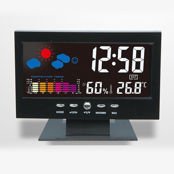 Digital Alarm Clock with Weather Display Hygrometer Thermometer Calendar