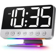 thumbnail image 1 of Digital Alarm Clocks for Bedrooms: Large Bold Number 5 Brightness Dimmer - Easy to Read Across The Room - 5 Alarm Sound 8 Night Light - Silver, 1 of 4