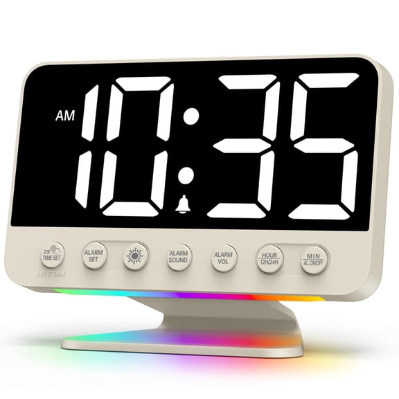 Digital Alarm Clocks for Bedrooms: Large Bold Number 5 Brightness Dimmer - Easy to Read Across The Room - 5 Alarm Sound 8 Night Light