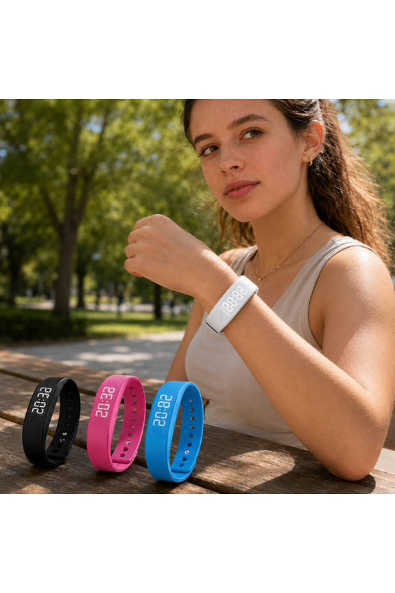 Digital Alarm Watch Features Silent Vibration Wake Up, Slim Bracelet Band And Clear Time Display For Everyday Wear And Travel