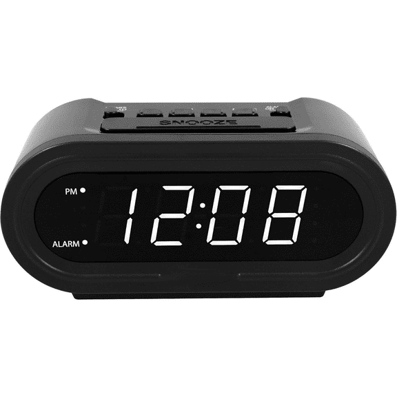 Digital Alarm with AccuSet - Automatic Smart Clock, Never Needs Setting (Midnight Black-White LED)