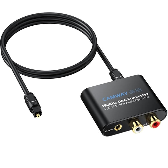 Digital to Analog Audio Converter,192kHz Optical to RCA,Optical to 3.5mm DAC,SPDIF/Toslink Audio Adapter for HDTV, DVD, Blu-Ray Players, Game Consoles to 3.5mm/RCA,Plug & Play