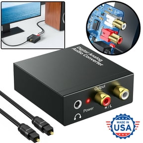 Digital to Analog Audio Converter - 96kHz Optical to RCA with Optical & Power Cable, Digital SPDIF Toslink to Stereo L/R and 3.5mm Jack DAC Converter fits for PS4 Xbox HDTV DVD Headphone