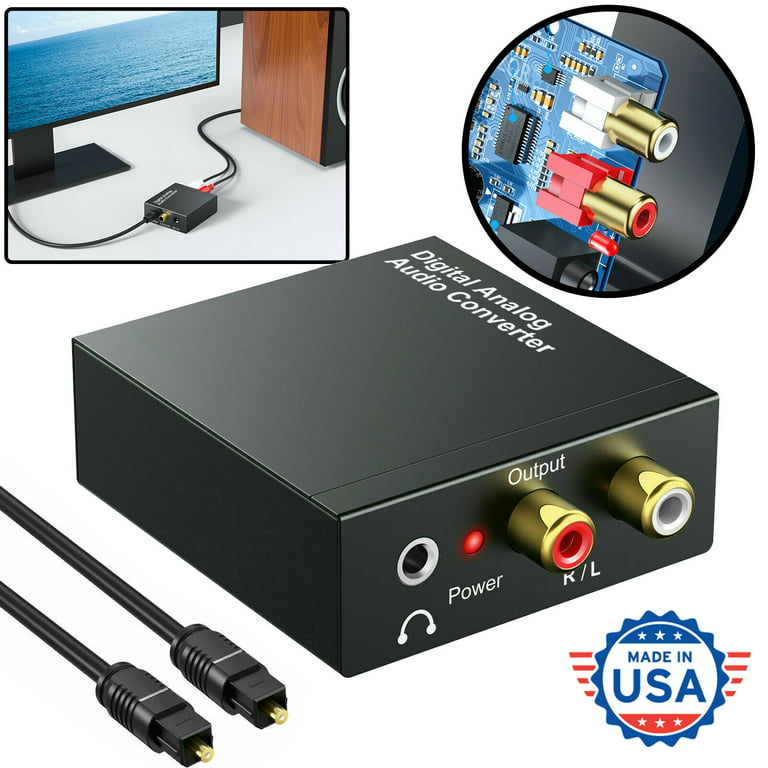 Digital to Analog Audio Converter - 96kHz Optical to RCA with Optical &  Power Cable, Digital SPDIF Toslink to Stereo L/R and 3.5mm Jack DAC  Converter fits for PS4 Xbox HDTV DVD