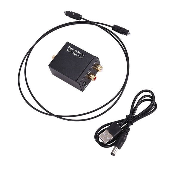 Digital to Analog Audio Converter Optical Fiber Toslink Coaxial Signal to R/L Audio Decoder SPDIF ATV Amplifier,1 x Digital to Audio Converter 1 x USB cable 1 x Optical fiber cable,Black