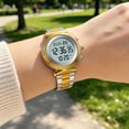 thumbnail image 1 of Digital Analog Watch with Alarm, Waterproof Chronograph Calendar Wristwatch Stainless Strap Multifunction Timepiece, for Daily Wear Office Professionals Travelers Men and Women, 1 of 9