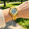 thumbnail image 1 of Digital Analog Watch with Alarm, Waterproof Chronograph Calendar Wristwatch Stainless Strap Multifunction Timepiece, for Daily Wear Office Professionals Travelers Men and Women, 1 of 9