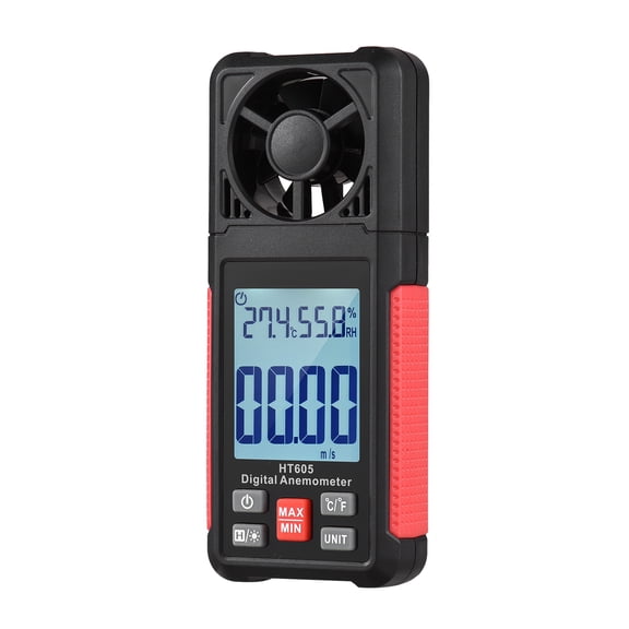 Digital Anemometer HT605 LCD Digital Anemometer Thermometer Handheld Wind Speed Meter Temperature & Humidity Meter Air Velocity Temperature Tester 2.2-inch Display Air Flow Meter