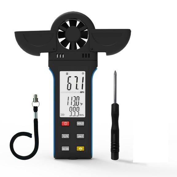 Digital Anemometer Handheld with 270 Rotatable Detector & Double Vane Cover,6 Wind Speed Units Wind