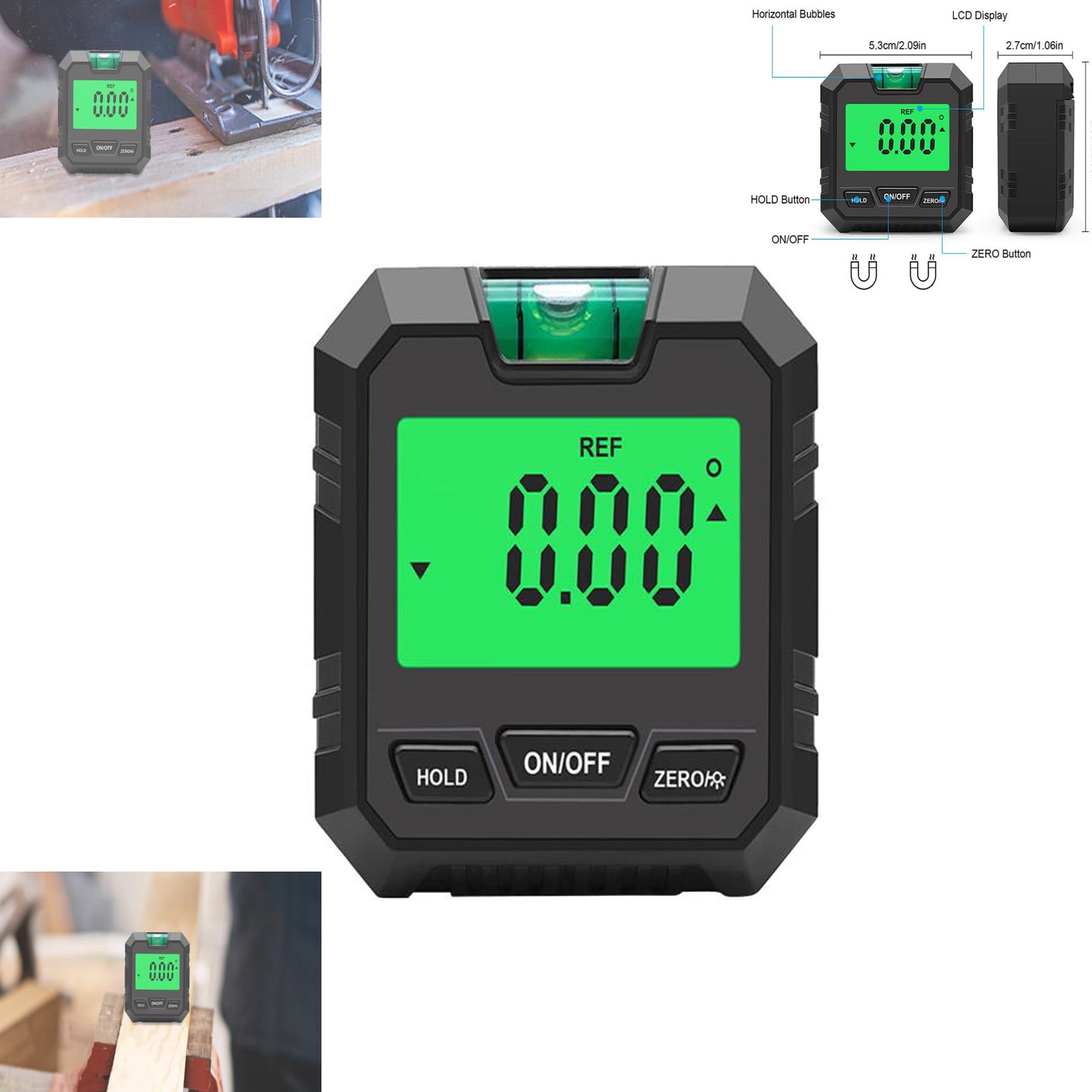 Jauge D'angle Numérique Magnétique 4 Faces - Rechargeable USB-C, écran Rétroéclairé, Pour Bois, Scie, Construction