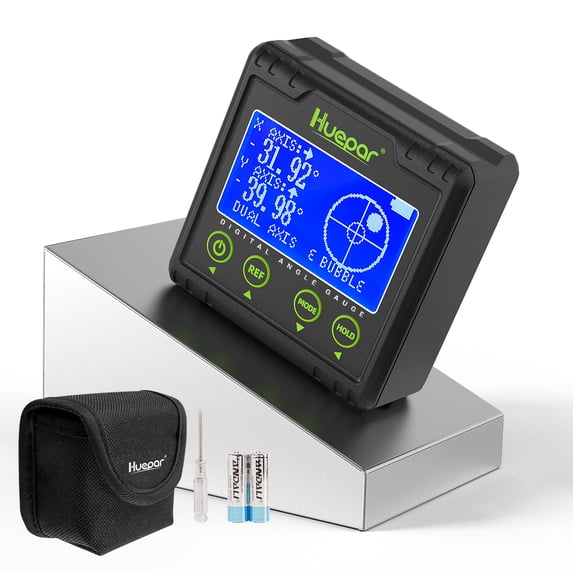 Digital Angle Finder, Electronic Bubble Angle Finder Dual Axis Level Box 0.01° Resolution LCD Inclinometer Bevel Gauge 0 - 360° Measurement