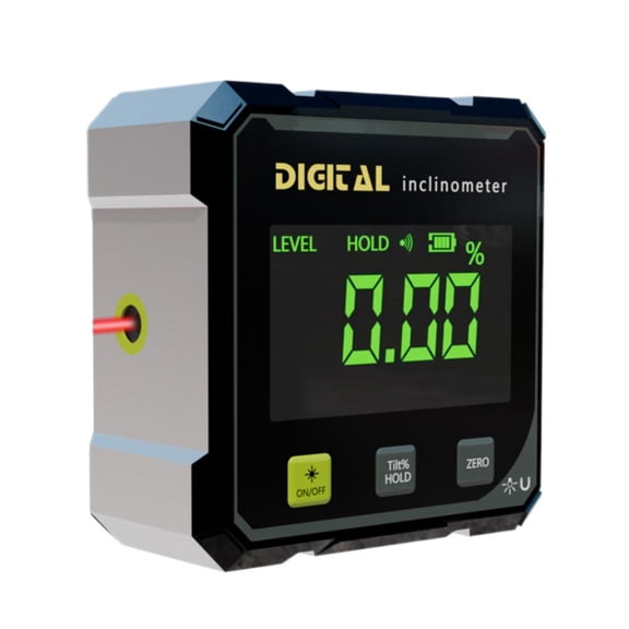 Digital Angle Finder with Electronic Laser 4-Side Magnetic Angle Gauge, Cube Inclinometer with Backlight, High-Precision Measuring Tool for Woodworking, Table Saw, Hanging (Black)