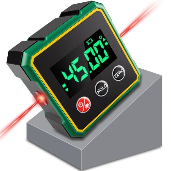 Digital Angle Finder with Electronic Laser,4-Side Magnetic Angle Gauge,Rechargeable Cube Inclinometer,Table Saw Miter Protractor,Woodworking Measuring Tool with Backlight Screen,Level Box for Hanging