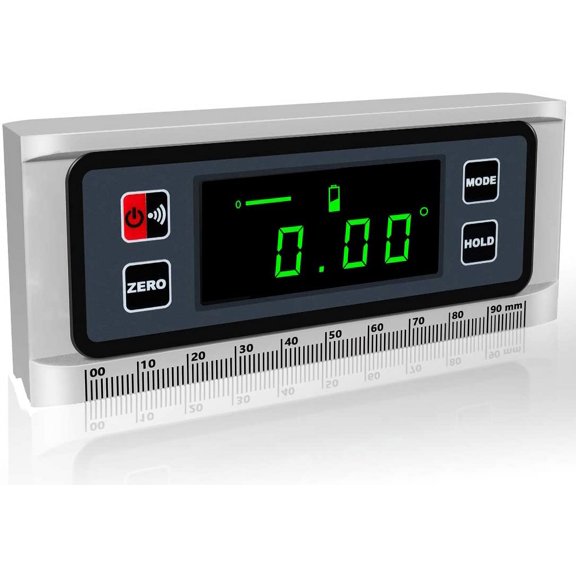 Digital Angle Finder Protractor 0-360 Inclinometer with Magnetic Base V-Groove IP65 Waterproof Level Gauge Silver