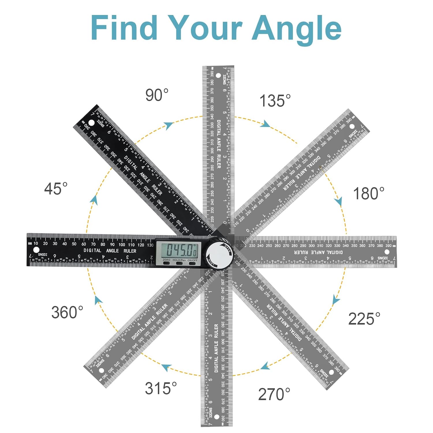 Digital Angle Finder Protractor, Angle Gauge Professional Measuring Tool, Third Generation Adjustable Angle Ruler, Quick Display, Convenient Operation Automatic Shutdown