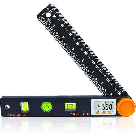 Digital Angle Finder Tool 7inch 0-360 degree LED Digital Protractor with Horizontal Vertical Bubble Levels and Ruler Meter Accurate Tools for Carpenters,Woodworkers,Fabricators