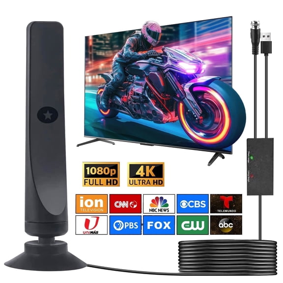 USTOP Digital Portable TV Antenna with Areas Signal Booster Long 450+ Miles 16.4ft Coaxial Range Support All TV with 4K 1080p Antenna para TV for Areas with signal.