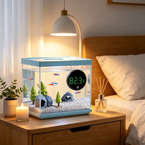 Digital Aquarium Water Thermometer, 32-140°F Wide Range Temperature Monitor, ABS Shell Button Battery Powered Gauge, Mini Space Saving Accurate Water Temp Detector for Fish Tank Aquatic Habitat