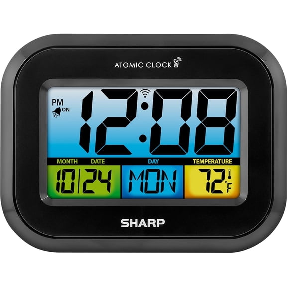 Digital Atomic Alarm Clock with LCD Display Always-On Backlight Option, Adjustable Brightness Easy-to-Read Front View, Perfect for Bedroom, Office or Kitchen