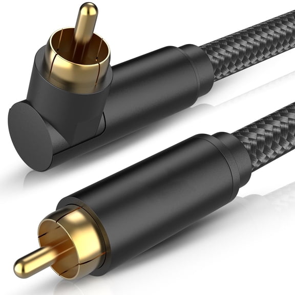 Digital Audio Coaxial Cable, High-Fidelity SPDIF RCA Connector Cord for HDTV, HIFI Audio Systems, Gold-Plated Bent Plug, Oxygen-Free Copper