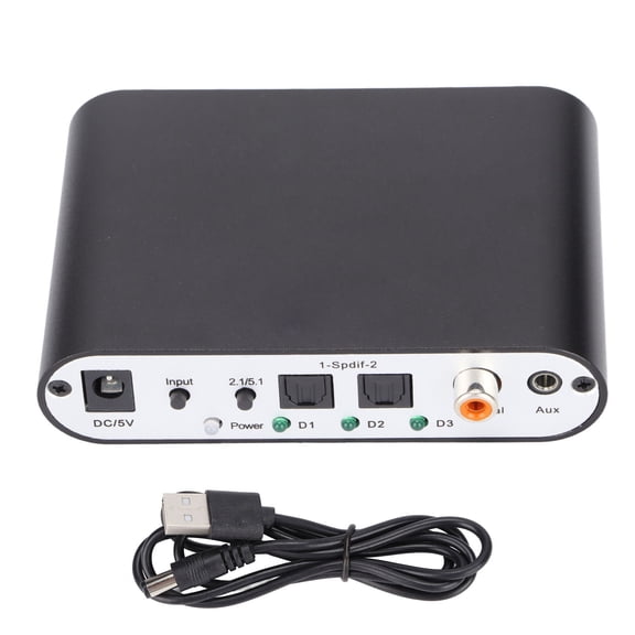 Digital Audio Decoder Converter, 5.1 Channel Stereo SPDIF Coaxial AUX to 6 RCA for Home Cinema TV