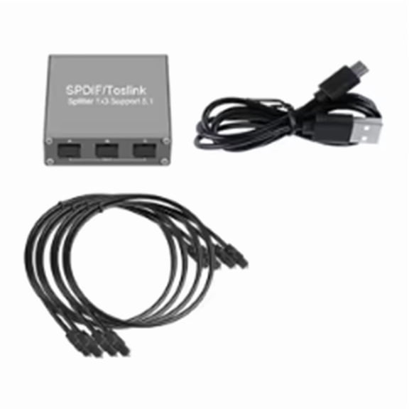 Digital Audio Splitter 1X3 Spdif Toslink Optical 3 Way Adapter Suppoort LPCM 2.0 DTS -AC3 for TV/Amplifier