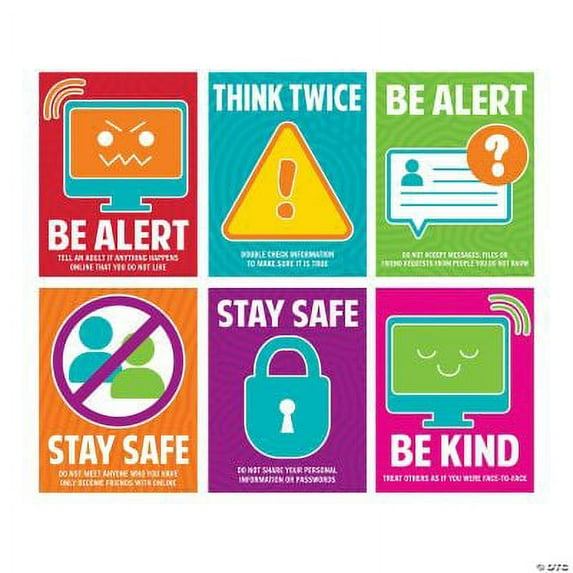 Digital Awareness Poster Set, Classroom, Educational, 6 Pieces