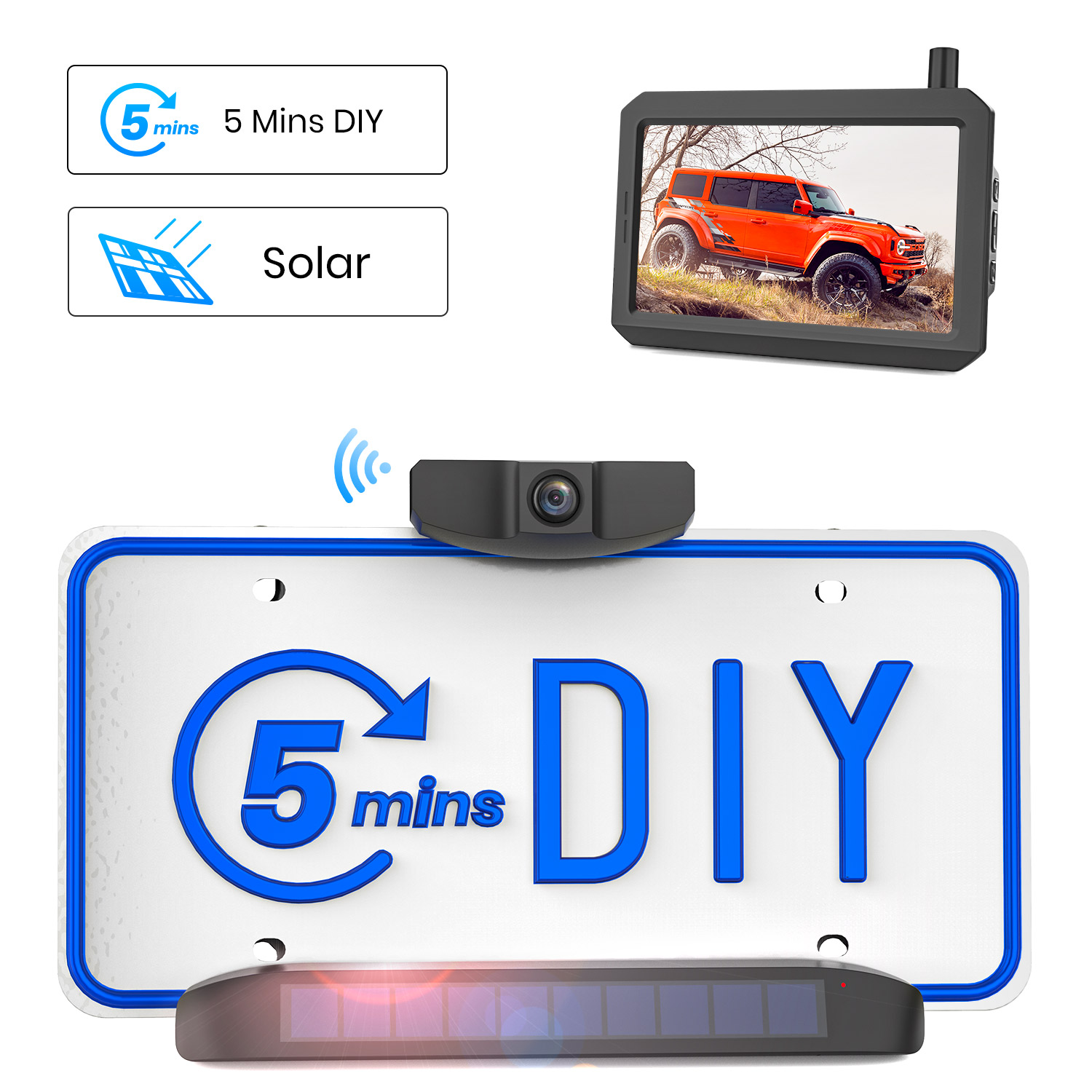 Digital Backup Camera System for Car, Wireless Trailer Rear view Camera