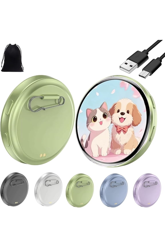 Digital Badge Display Pin, Digital Displayed Pixel Badge Pin with 1.8'' IPS Touch Screen, Magnetic Smart Cyber Badges for Anime, Football Fans, Cosplay & Concert Gifts