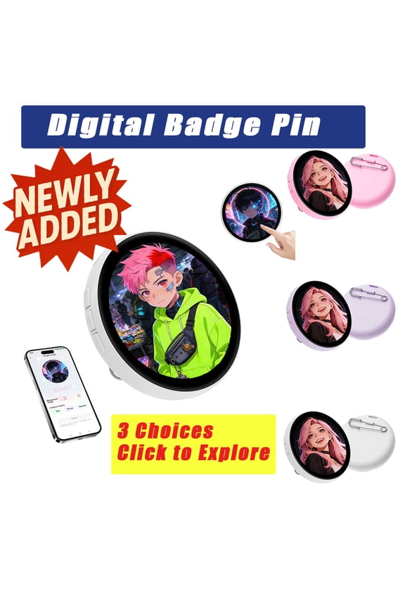 Digital Badge Pin,2-inch Touchscreen,Display Photos,GIFs,and Videos in High-Definition,Interactive Digital Badge,Anime Pin,Premium Metal,for Personalization and Gifting.
