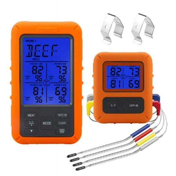 Digital Barbecue Meat Thermometer for Oven Thermomet with 4 Probes Temperature Alarm Kitchen Thermometer(B)