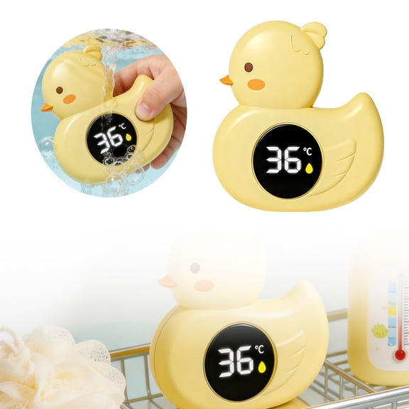 Digital Bath Thermometer with Cute Animal Design, Water Temperature Gauge for Infants, LCD Display Floating Sensor for Bathtub and Pool(Yellow)
