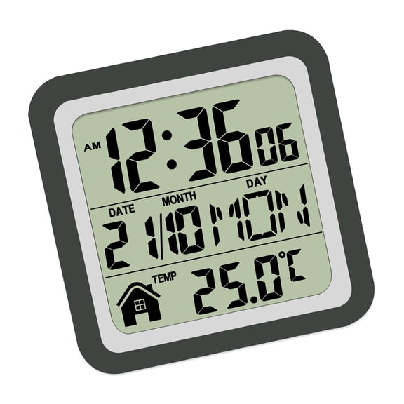 Digital Bathroom Clock Waterproof High Contrast Display Temperature Date Week Suction Cup Mount For Kitchen Living Room